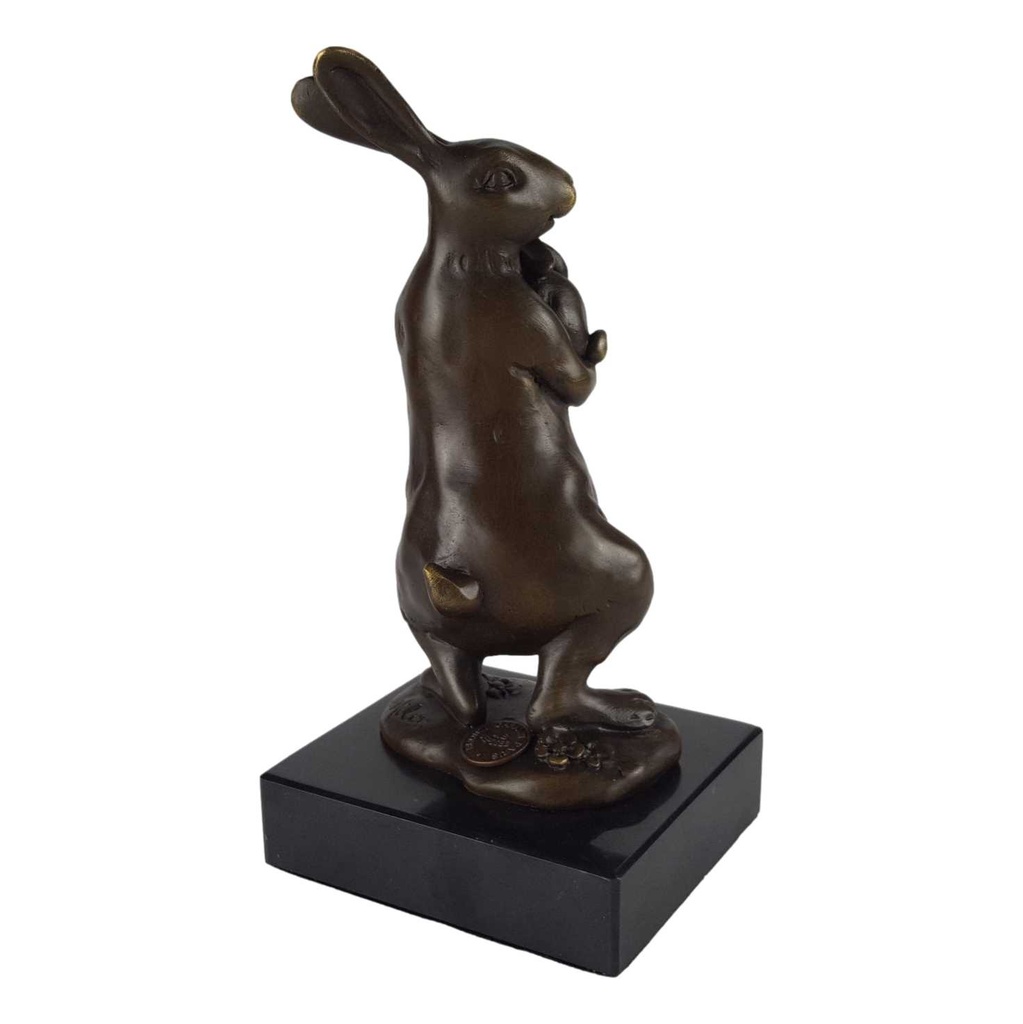 [LA-46073] Bronzeskulptur Bronzefigur Statue Kaninchen Mit Jungen H 16,1 cm Bild 5