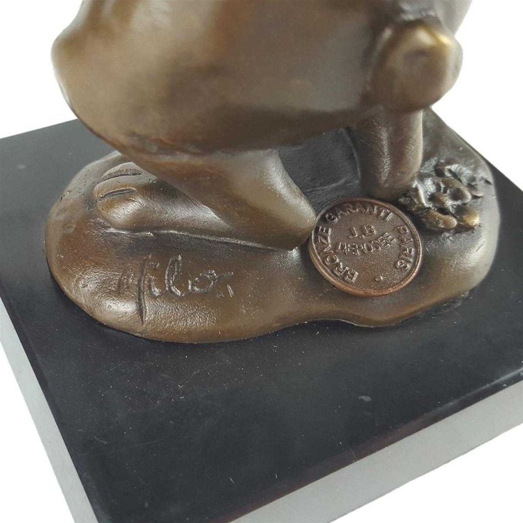 [LA-46073] Bronzeskulptur Bronzefigur Statue Kaninchen Mit Jungen H 16,1 cm Bild 7