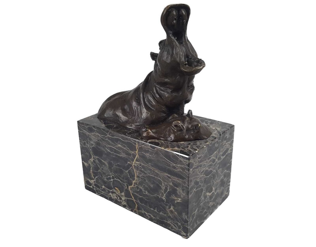 [LA-46074] Bronzeskulptur Bronzefigur Zwei Badende Nilpferde Klassisch Bild 3
