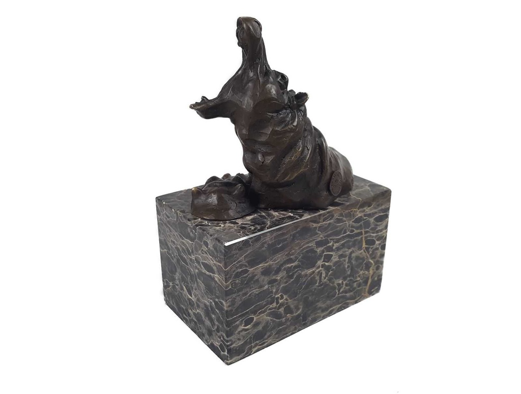 [LA-46074] Bronzeskulptur Bronzefigur Zwei Badende Nilpferde Klassisch Bild 6