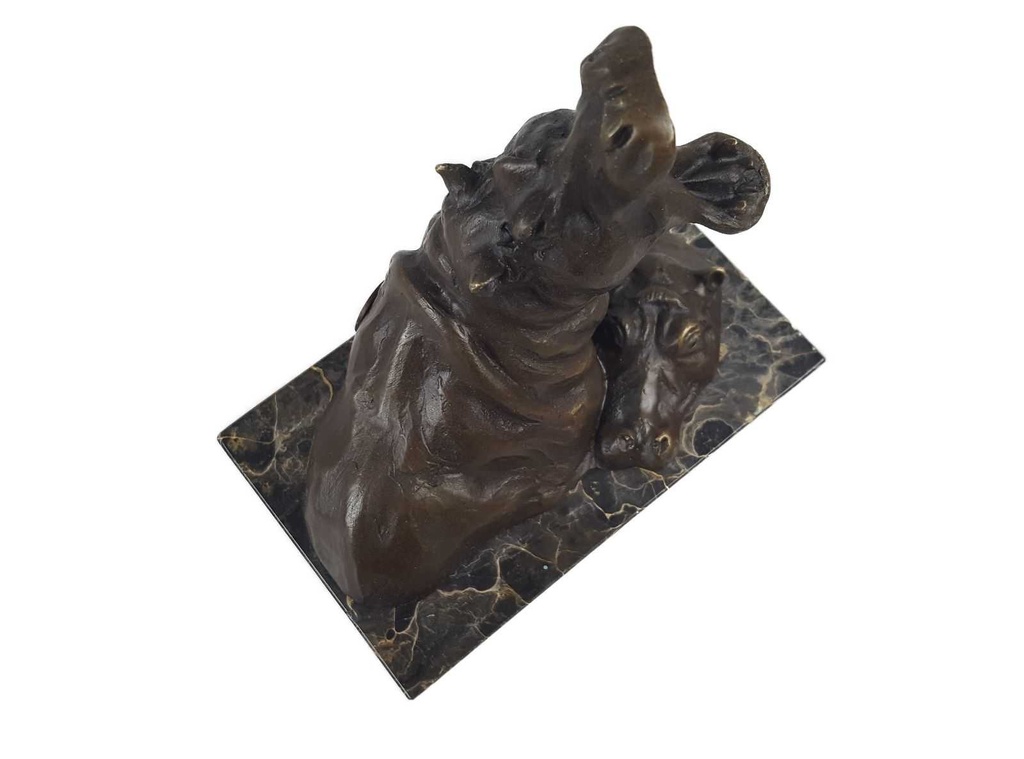 [LA-46074] Bronzeskulptur Bronzefigur Zwei Badende Nilpferde Klassisch Bild 9
