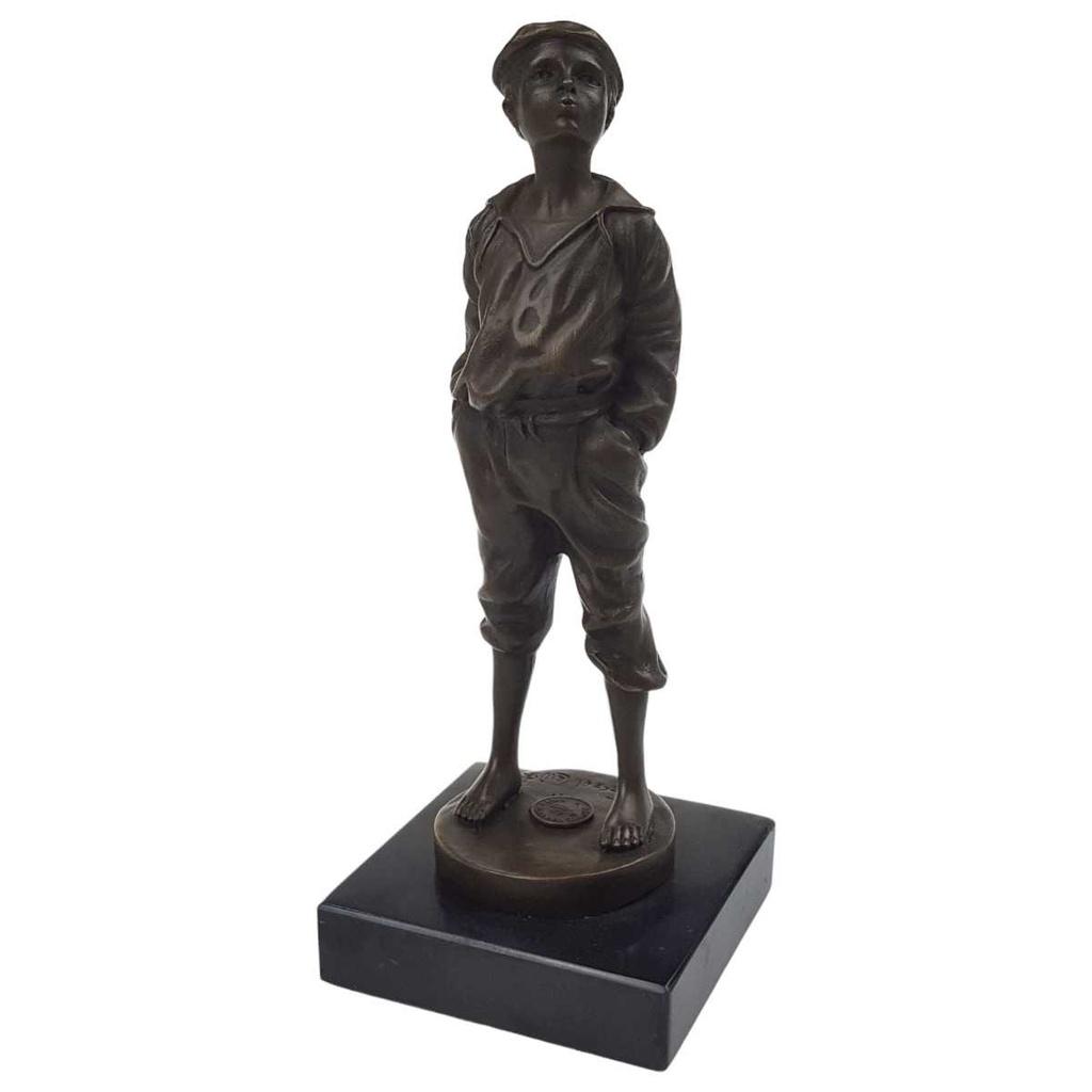 [LA-46098] Bronzeskulptur Bronzefigur Junge Kind Knabe Pfeifer nach V.Szczeblewski Bild 2