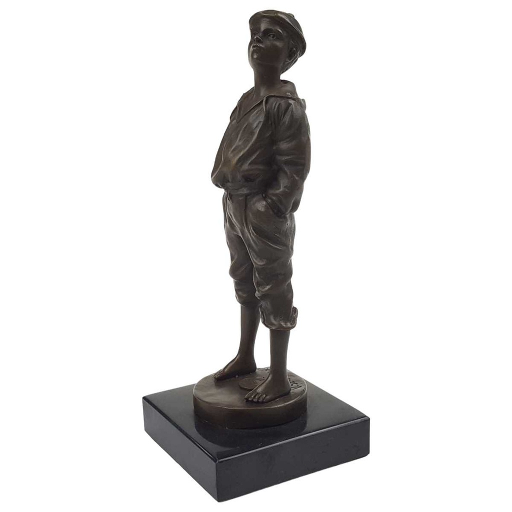 [LA-46098] Bronzeskulptur Bronzefigur Junge Kind Knabe Pfeifer nach V.Szczeblewski Bild 3
