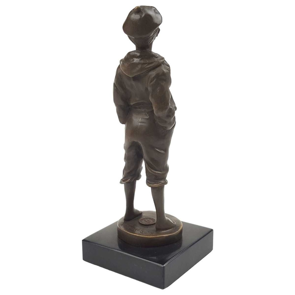 [LA-46098] Bronzeskulptur Bronzefigur Junge Kind Knabe Pfeifer nach V.Szczeblewski Bild 5