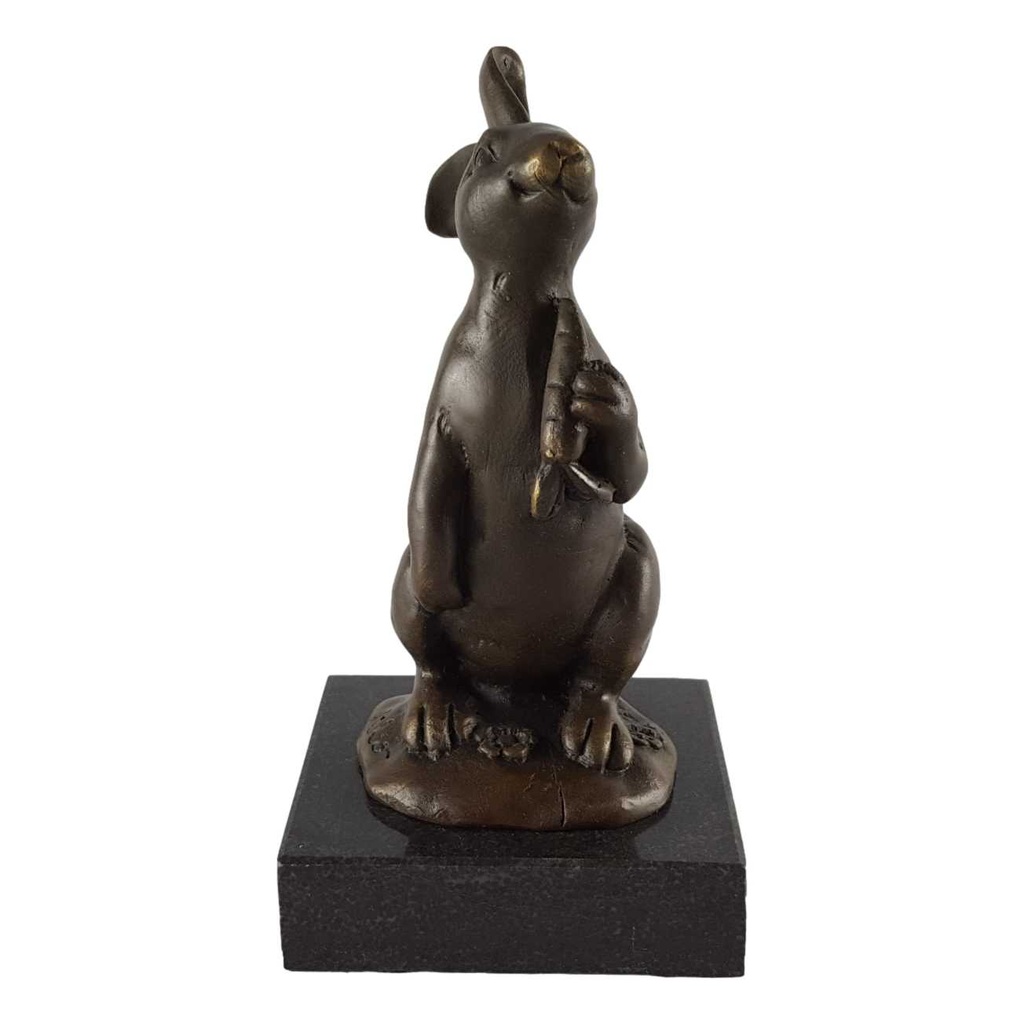 [LA-46100] Bronzeskulptur Bronzefigur Osterhase mit Karotte/Möhre Osterdeko Ostern Bild 2