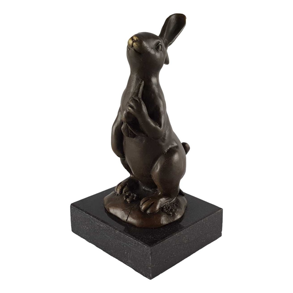 [LA-46100] Bronzeskulptur Bronzefigur Osterhase mit Karotte/Möhre Osterdeko Ostern Bild 3