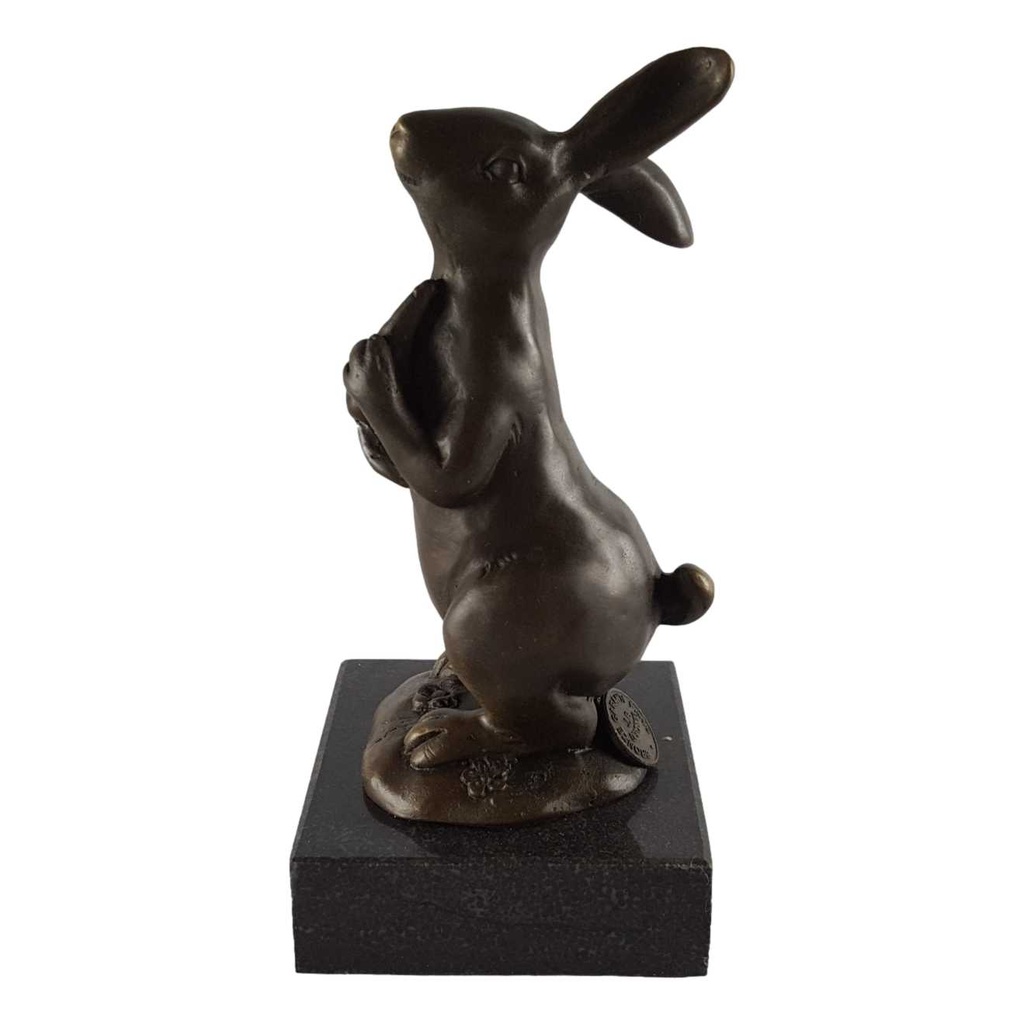 [LA-46100] Bronzeskulptur Bronzefigur Osterhase mit Karotte/Möhre Osterdeko Ostern Bild 4