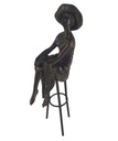 [LA-46184] Bronzeskulptur Bronzefigur Frau auf Barstuhl Barhocker Bild 2