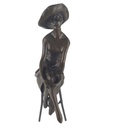 [LA-46184] Bronzeskulptur Bronzefigur Frau auf Barstuhl Barhocker Bild 5