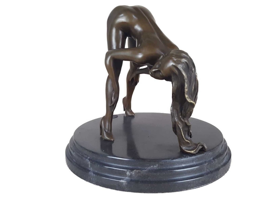 [LA-46227] Bronzeskulptur Bronzefigur Erotik Frau Bückt Sich Art-Deco-Stil Bild 2
