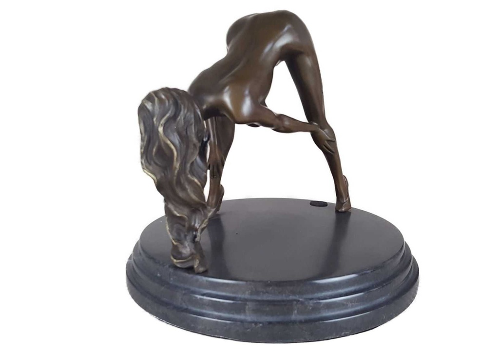 [LA-46227] Bronzeskulptur Bronzefigur Erotik Frau Bückt Sich Art-Deco-Stil Bild 4