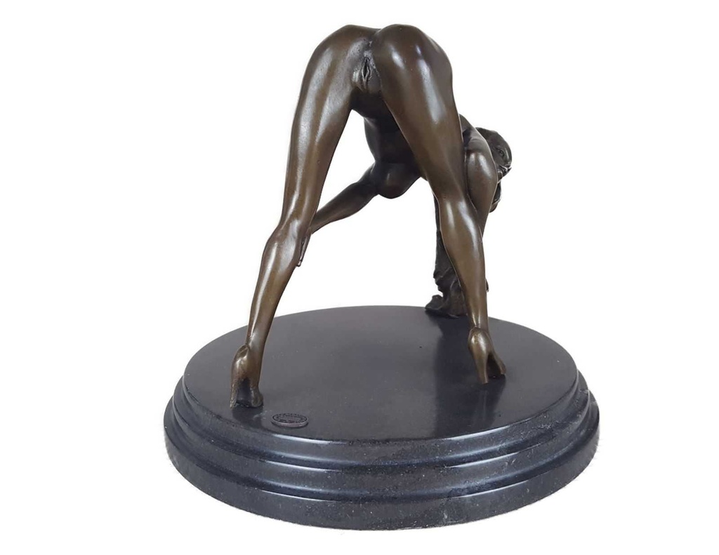 [LA-46227] Bronzeskulptur Bronzefigur Erotik Frau Bückt Sich Art-Deco-Stil Bild 10