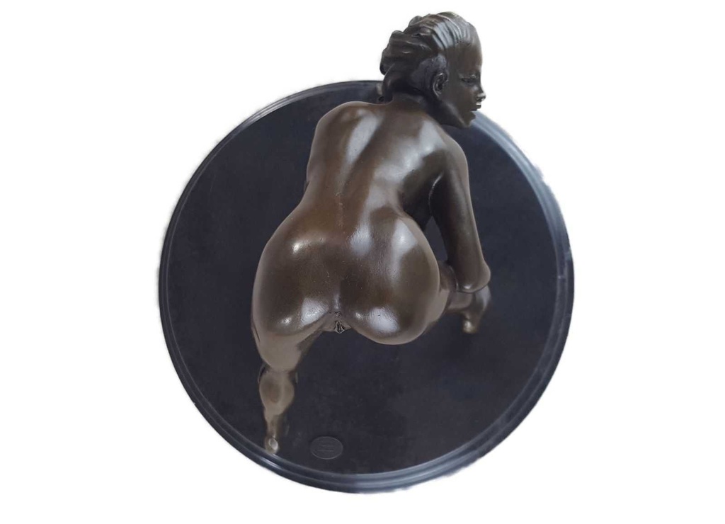 [LA-46227] Bronzeskulptur Bronzefigur Erotik Frau Bückt Sich Art-Deco-Stil Bild 11