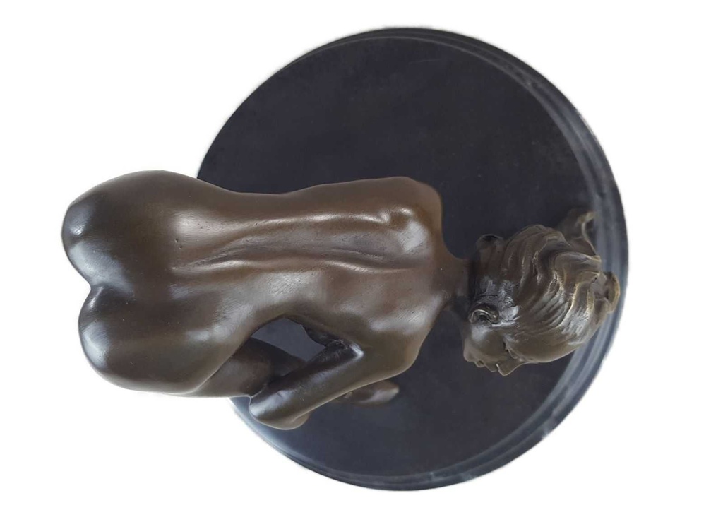 [LA-46227] Bronzeskulptur Bronzefigur Erotik Frau Bückt Sich Art-Deco-Stil Bild 14