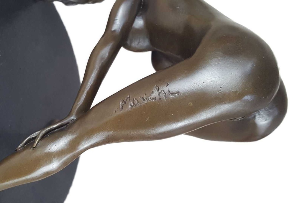 [LA-46227] Bronzeskulptur Bronzefigur Erotik Frau Bückt Sich Art-Deco-Stil Bild 15