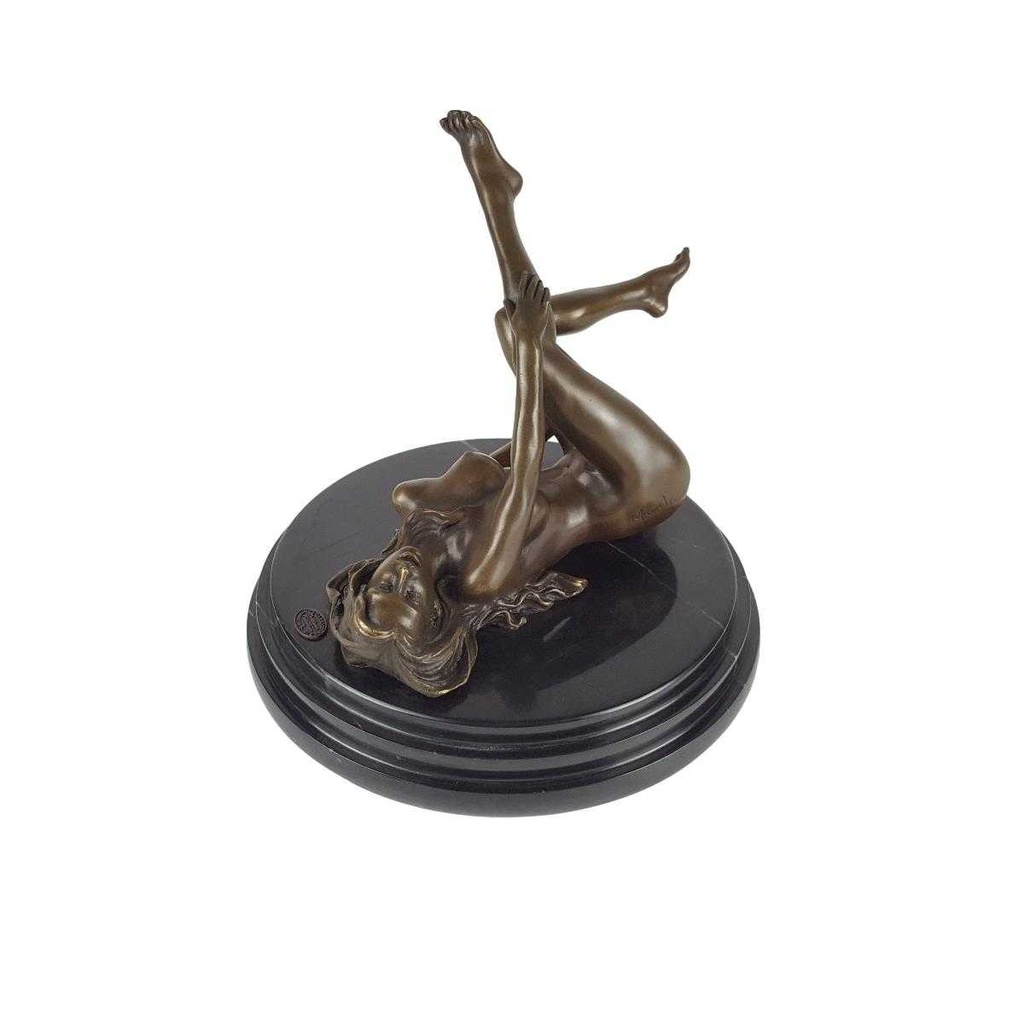 [LA-46228] Bronzeskulptur Bronzefigur Erotik Frau Liegend Auf Dem Boden Art-Deco-Stil Bild 3