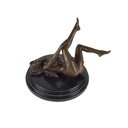 [LA-46228] Bronzeskulptur Bronzefigur Erotik Frau Liegend Auf Dem Boden Art-Deco-Stil Bild 4