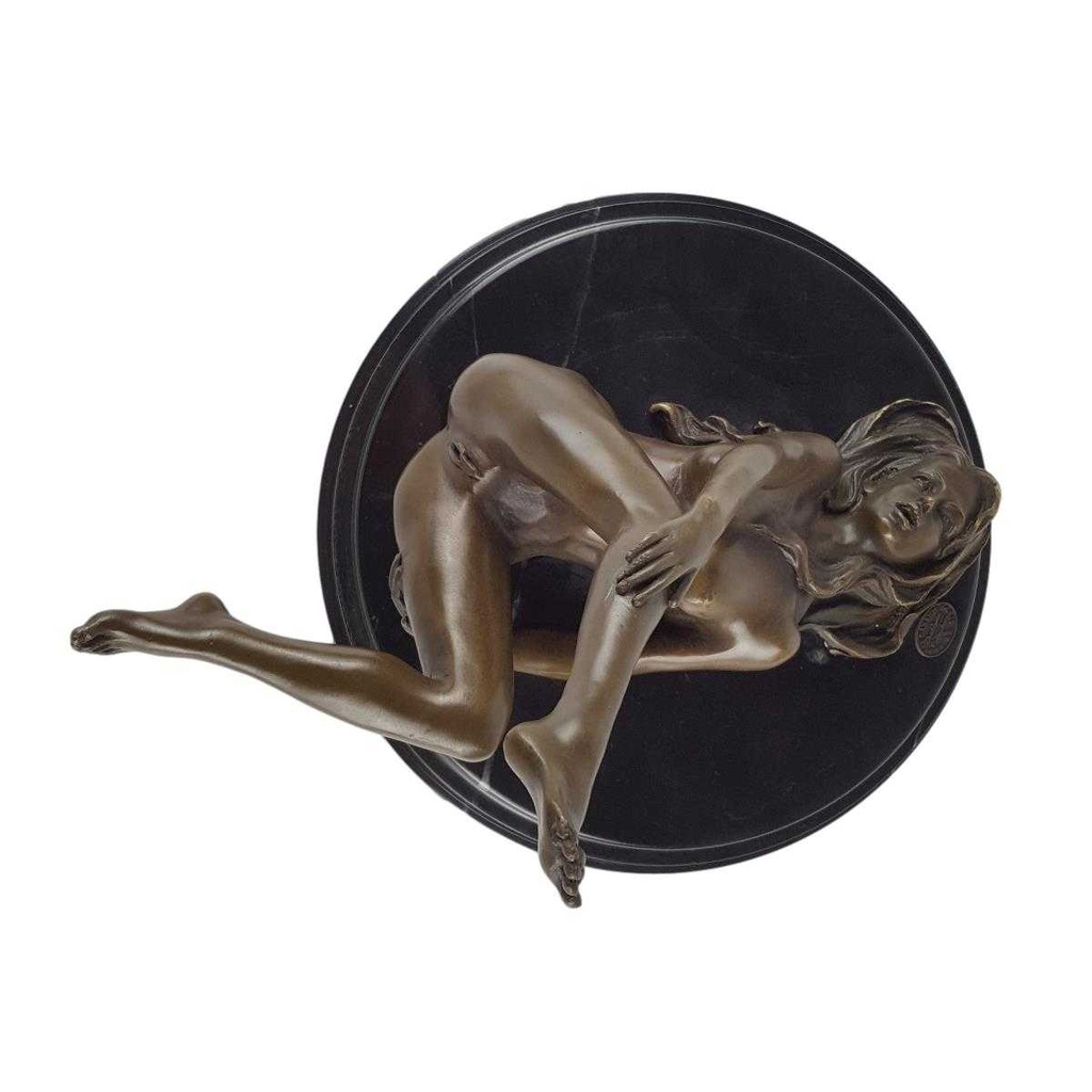 [LA-46228] Bronzeskulptur Bronzefigur Erotik Frau Liegend Auf Dem Boden Art-Deco-Stil Bild 8