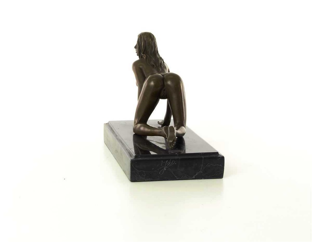 [LA-46232] Bronzeskulptur Bronzefigur Erotik Girl Lady Kniend Art-Deco-Stil Bild 6