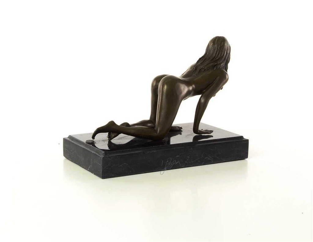 [LA-46232] Bronzeskulptur Bronzefigur Erotik Girl Lady Kniend Art-Deco-Stil Bild 9