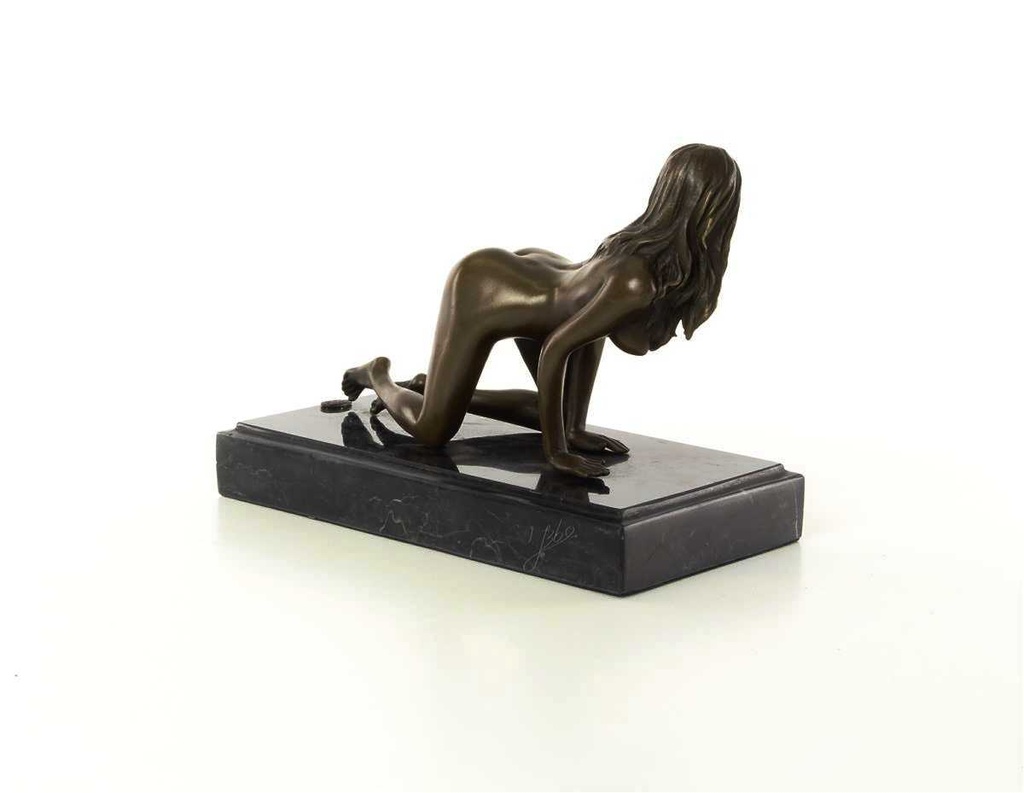 [LA-46232] Bronzeskulptur Bronzefigur Erotik Girl Lady Kniend Art-Deco-Stil Bild 12