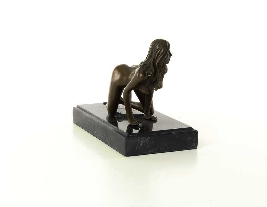 [LA-46232] Bronzeskulptur Bronzefigur Erotik Girl Lady Kniend Art-Deco-Stil Bild 13
