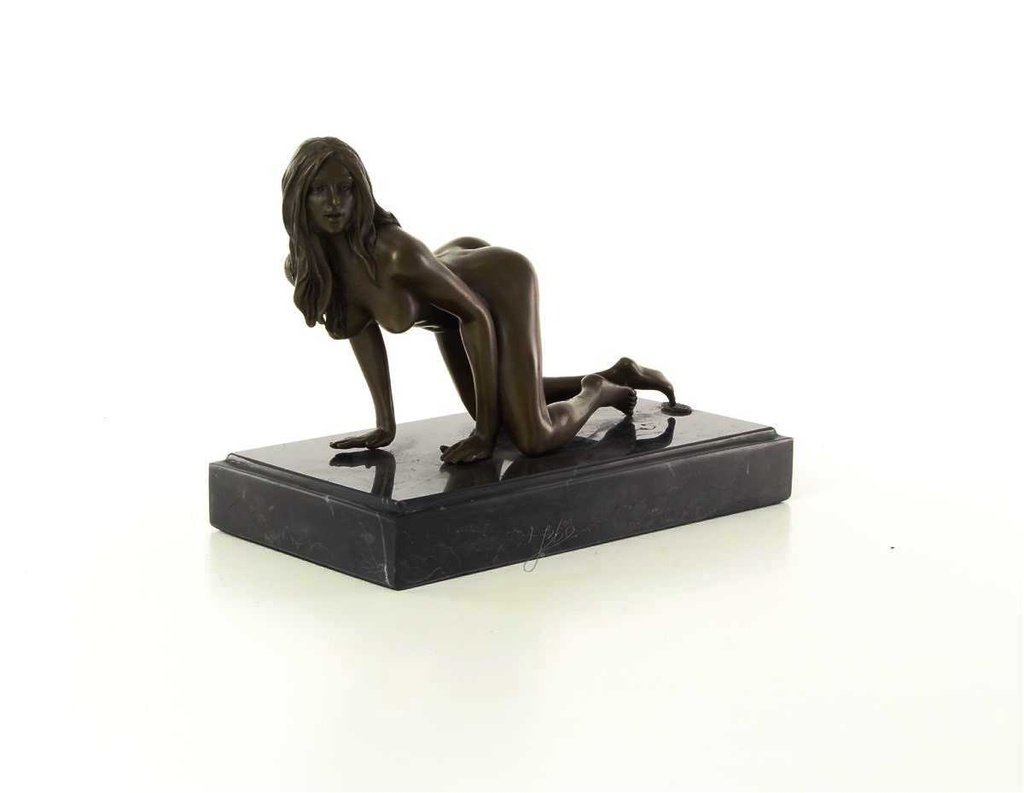 [LA-46232] Bronzeskulptur Bronzefigur Erotik Girl Lady Kniend Art-Deco-Stil Bild 16
