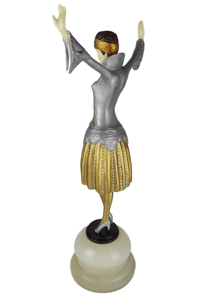[LA-46248] Bronzeskulptur Bronzefigur Turbantänzerin Auf Einem Jadesockel Bild 3