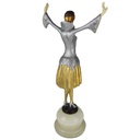 [LA-46248] Bronzeskulptur Bronzefigur Turbantänzerin Auf Einem Jadesockel Bild 4
