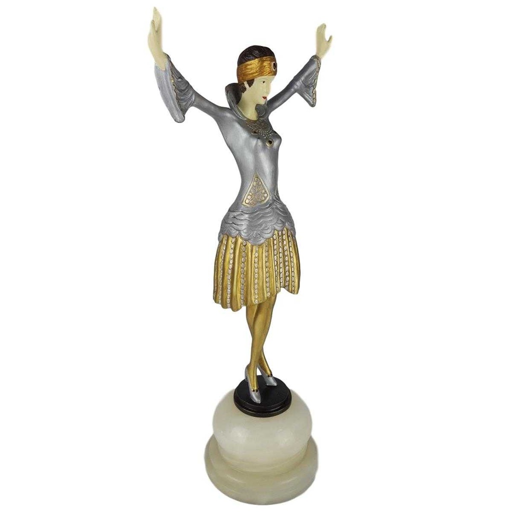 [LA-46248] Bronzeskulptur Bronzefigur Turbantänzerin Auf Einem Jadesockel Bild 5