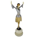 [LA-46248] Bronzeskulptur Bronzefigur Turbantänzerin Auf Einem Jadesockel Bild 5