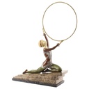 [LA-46249] Bronzeskulptur Bronzefigur Kalt Bemalt Kniende Reifentänzerin Ecstasy Bild 2