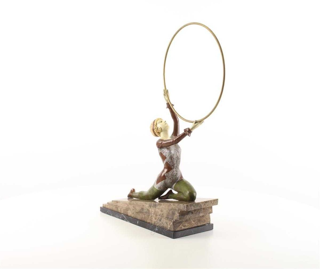 [LA-46249] Bronzeskulptur Bronzefigur Kalt Bemalt Kniende Reifentänzerin Ecstasy Bild 3