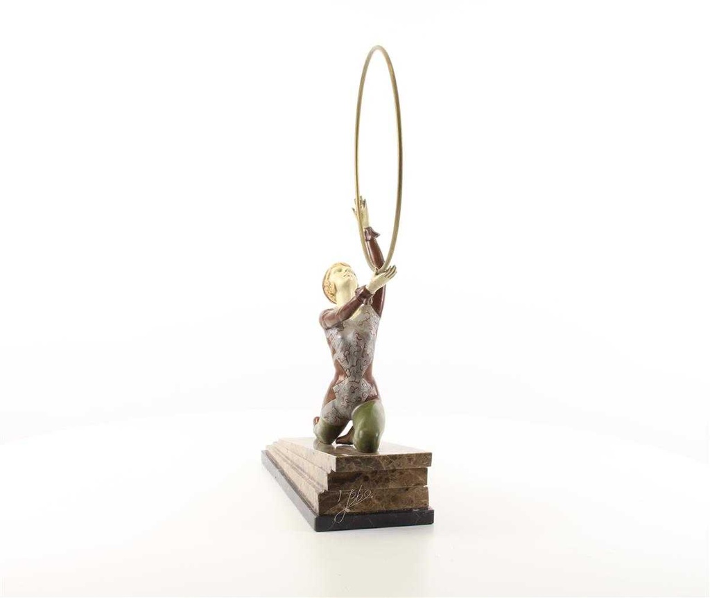 [LA-46249] Bronzeskulptur Bronzefigur Kalt Bemalt Kniende Reifentänzerin Ecstasy Bild 4