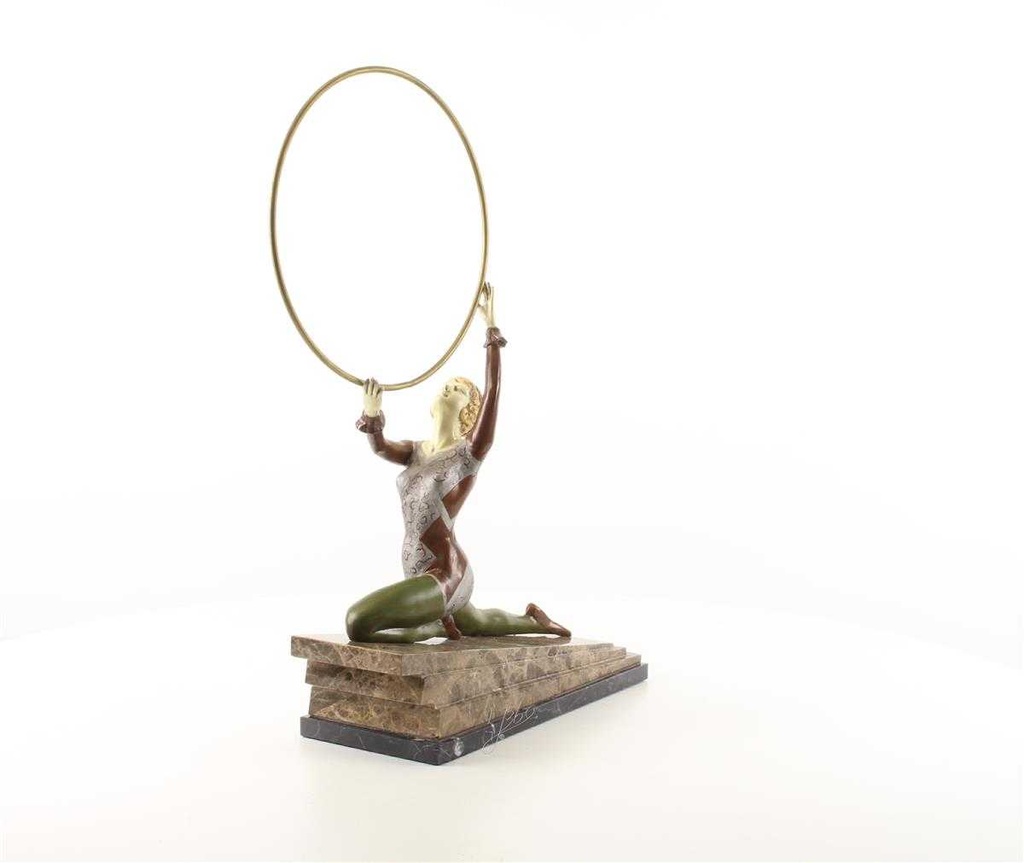 [LA-46249] Bronzeskulptur Bronzefigur Kalt Bemalt Kniende Reifentänzerin Ecstasy Bild 6