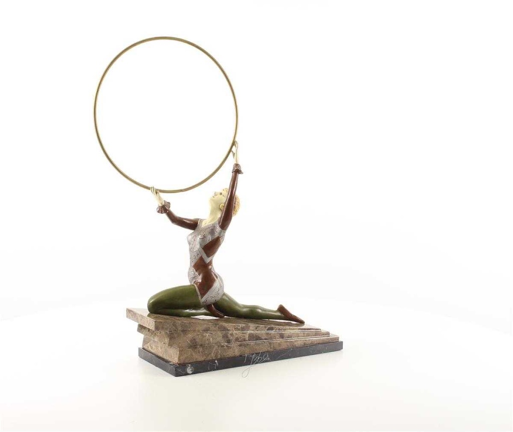 [LA-46249] Bronzeskulptur Bronzefigur Kalt Bemalt Kniende Reifentänzerin Ecstasy Bild 7