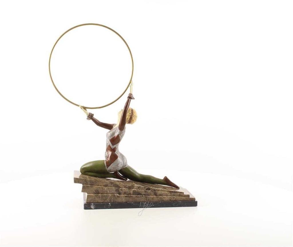 [LA-46249] Bronzeskulptur Bronzefigur Kalt Bemalt Kniende Reifentänzerin Ecstasy Bild 8