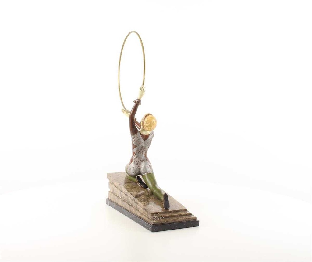 [LA-46249] Bronzeskulptur Bronzefigur Kalt Bemalt Kniende Reifentänzerin Ecstasy Bild 11