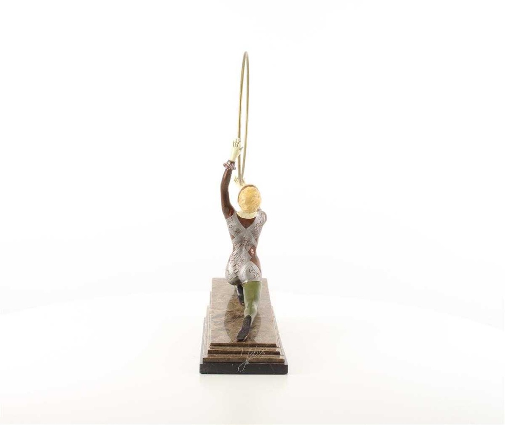 [LA-46249] Bronzeskulptur Bronzefigur Kalt Bemalt Kniende Reifentänzerin Ecstasy Bild 12