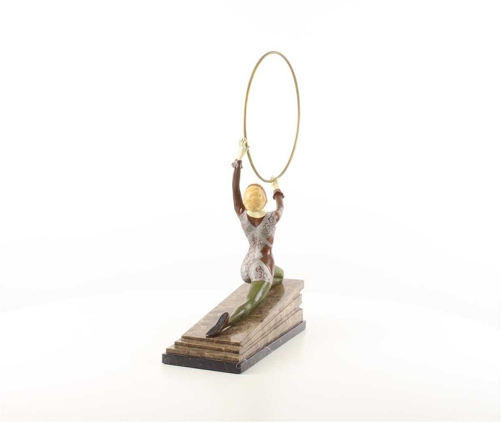 [LA-46249] Bronzeskulptur Bronzefigur Kalt Bemalt Kniende Reifentänzerin Ecstasy Bild 13