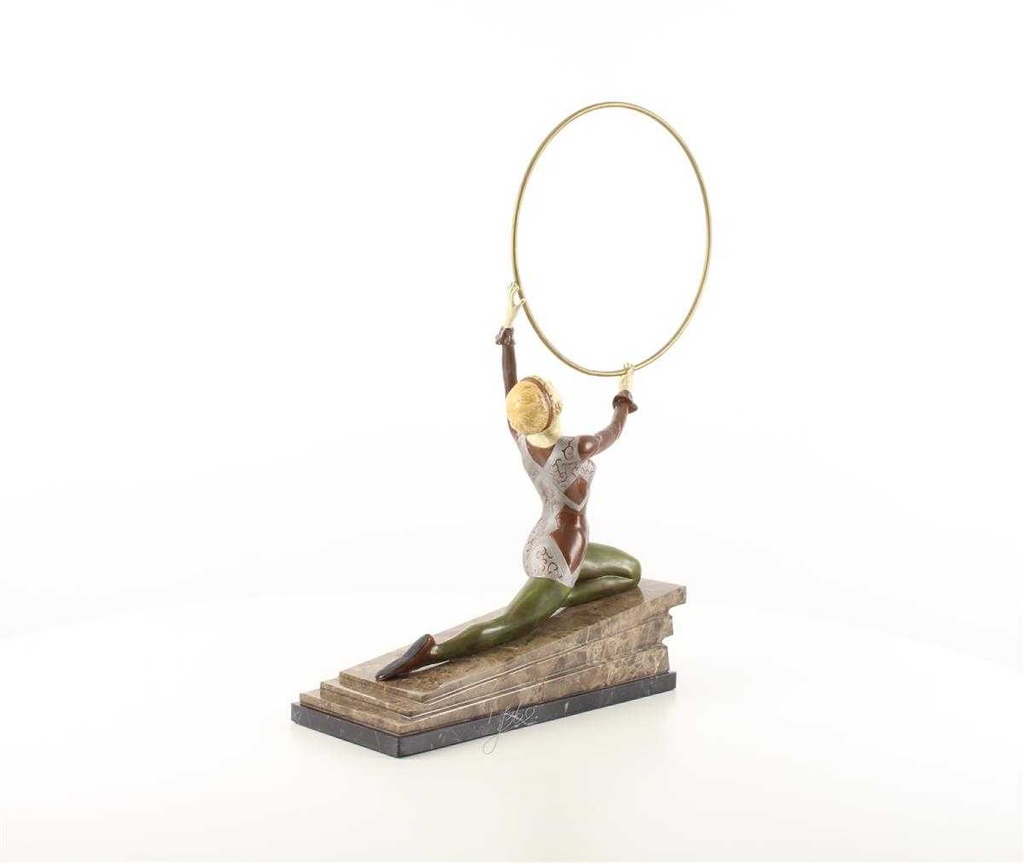[LA-46249] Bronzeskulptur Bronzefigur Kalt Bemalt Kniende Reifentänzerin Ecstasy Bild 14