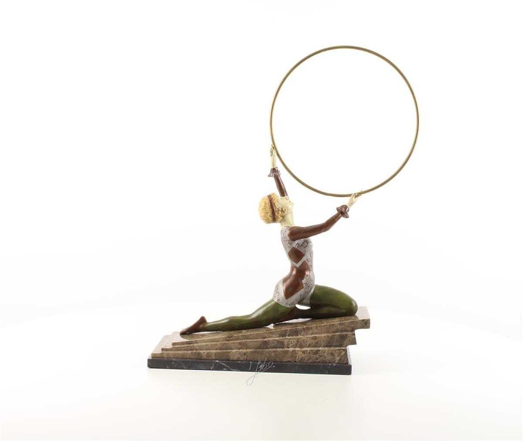 [LA-46249] Bronzeskulptur Bronzefigur Kalt Bemalt Kniende Reifentänzerin Ecstasy Bild 16