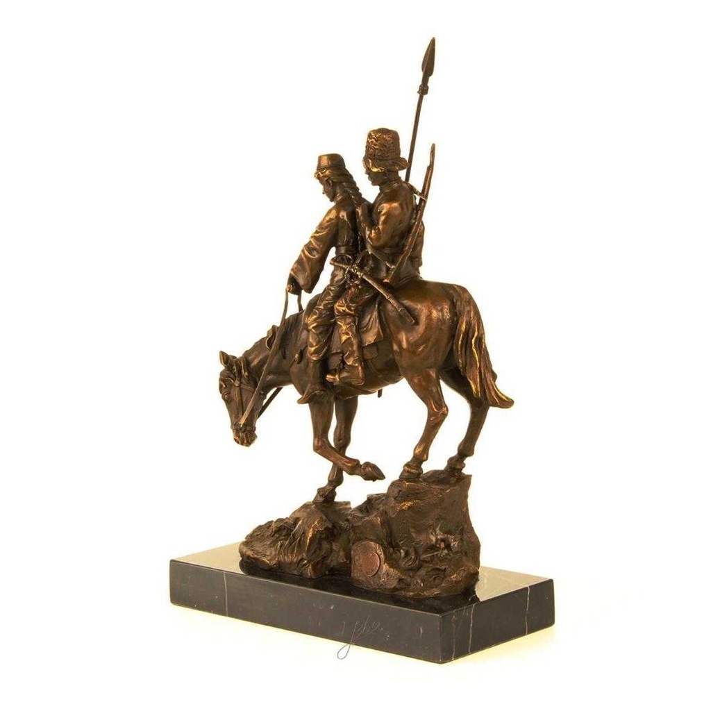 [LA-46262] Bronzeskulptur Bronzefigur Bergabfahrt Bergabreiten Bild 5