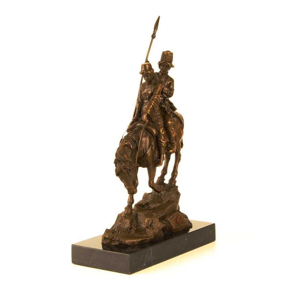 [LA-46262] Bronzeskulptur Bronzefigur Bergabfahrt Bergabreiten Bild 16