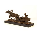 [LA-46263] Bronzeskulptur Bronzefigur Pferd Zieht Einen Schlitten Bild 5