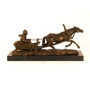 [LA-46263] Bronzeskulptur Bronzefigur Pferd Zieht Einen Schlitten Bild 11