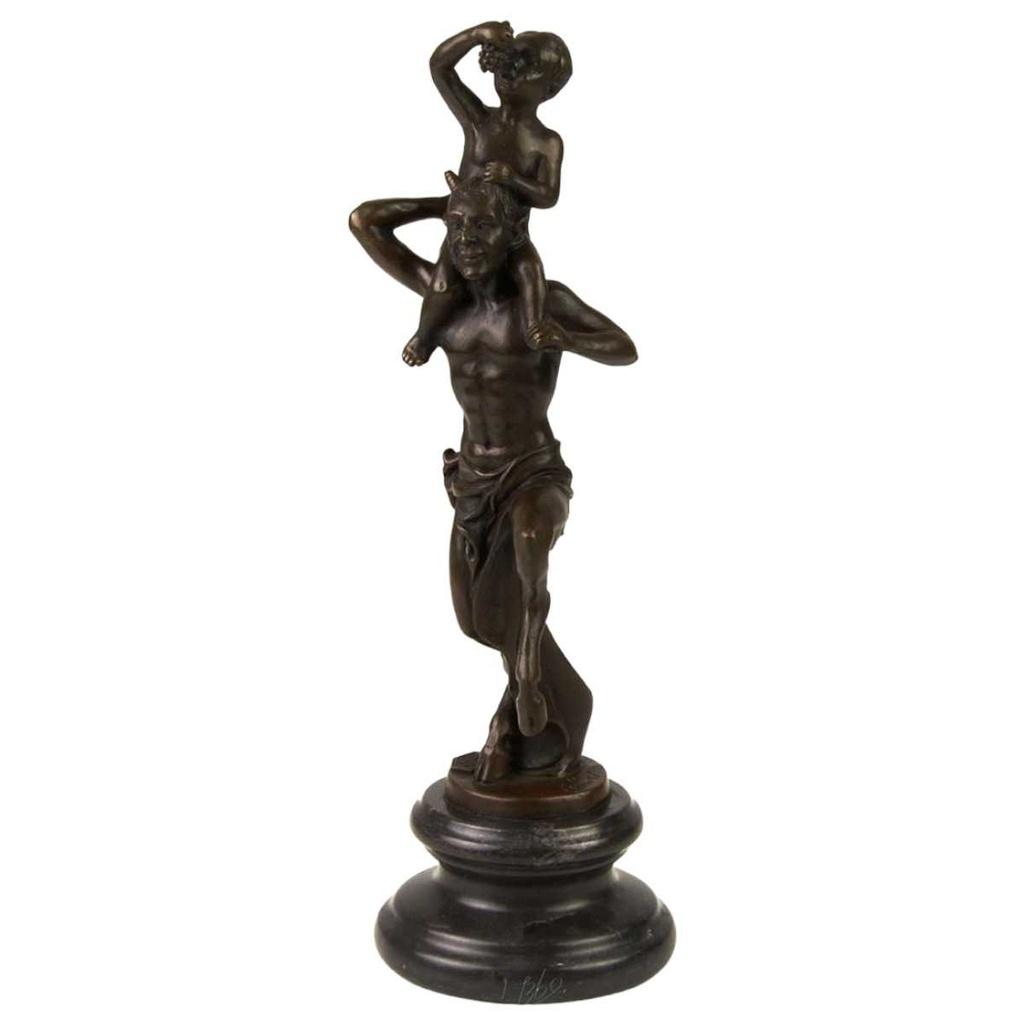 [LA-46279] Bronzeskulptur Bronzefigur Faun mit Kleinem Bacchus Bild 2