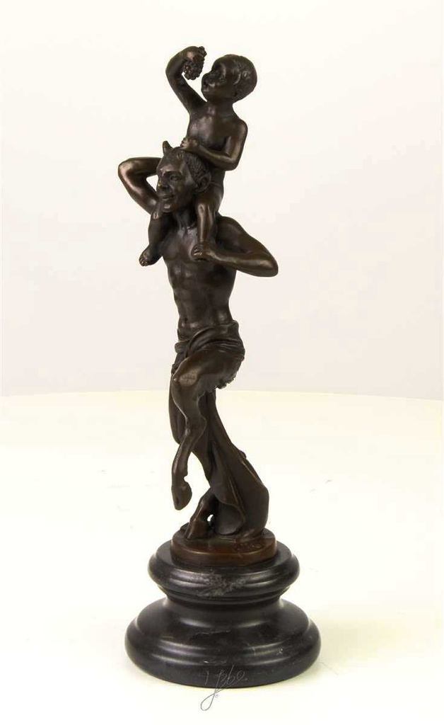 [LA-46279] Bronzeskulptur Bronzefigur Faun mit Kleinem Bacchus Bild 3