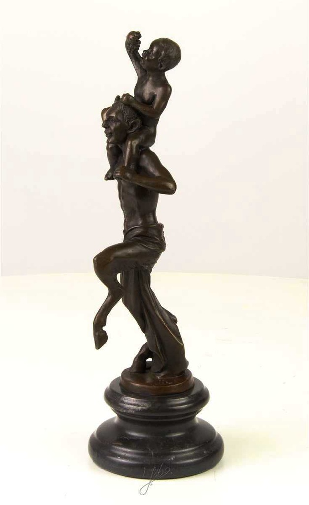 [LA-46279] Bronzeskulptur Bronzefigur Faun mit Kleinem Bacchus Bild 4