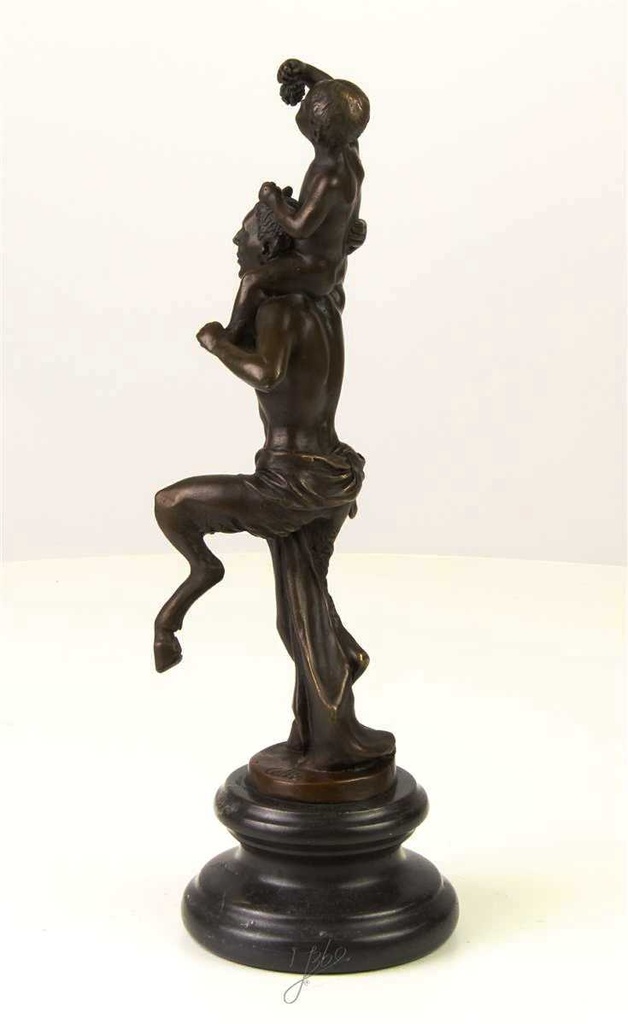 [LA-46279] Bronzeskulptur Bronzefigur Faun mit Kleinem Bacchus Bild 6